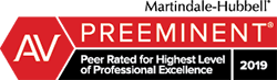 Martindale-Hubbell | AV Preeminent | Peer Rated For Highest Level of Professional Excellence | 2019